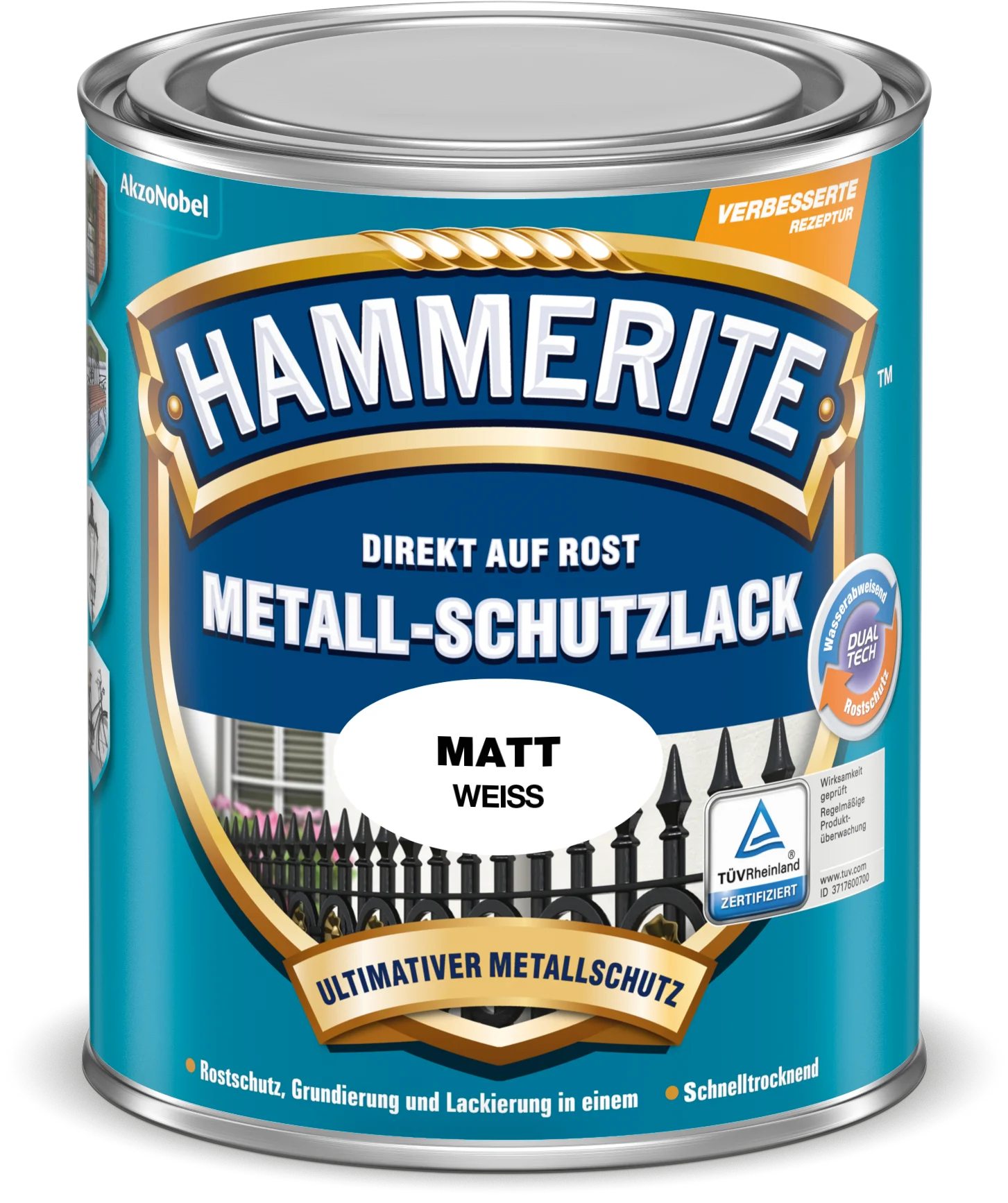 Hammerite Metallschutzlack Weiß Matt 250 ml