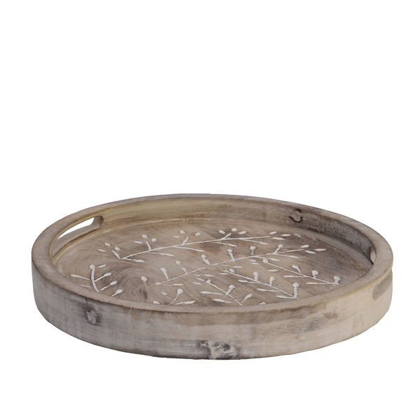 Tablett natural Ø30-H4cm Mangoholz