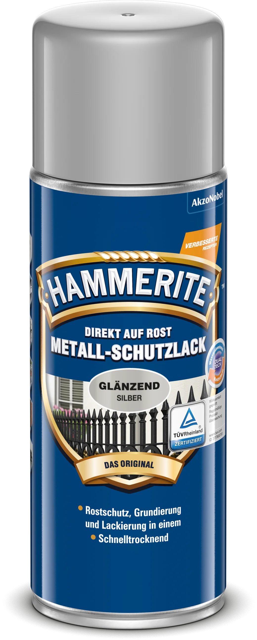 Hammerite Metallschutzlack Silber Glänzend 400 ml