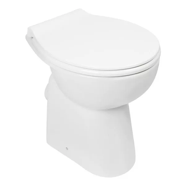 Stand-WC-Set IGENO +7cm spülrandlos weiß Abgang waagerecht, inkl. WC-Sitz