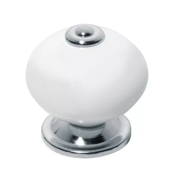 Möbelknopf Occhio Keramik weiß 40 mm