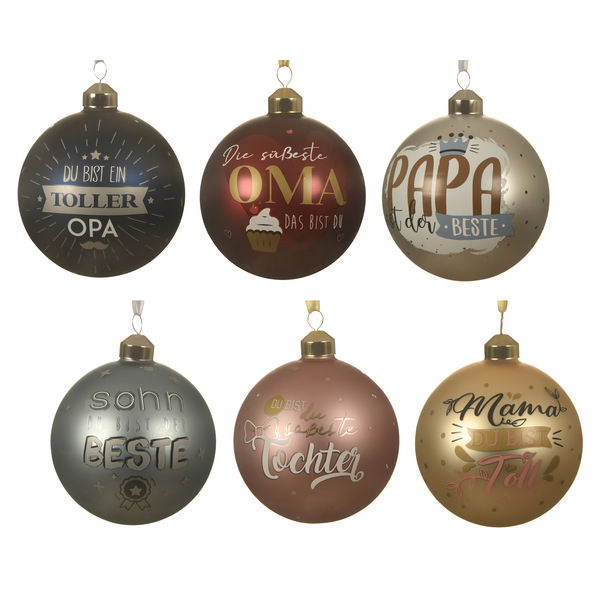 Kugel family decals 6 sort. bunt Ø10cm Glas