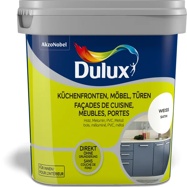Dulux Küchenmöbel- und Türenfarbe Satin Weiß 750 ml