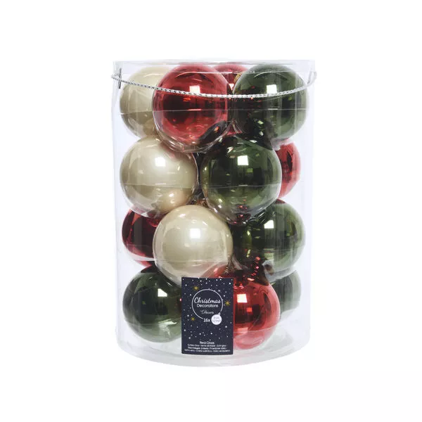 Kugeln shiny emaille mix gruen/rot Ø8cm Glas