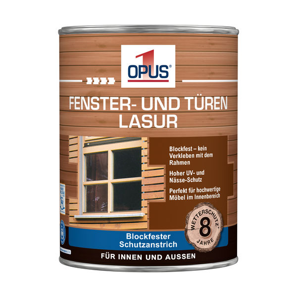 OPUS1 Fenster Türen Lasur weiß 2,5L wasserverdünnbar, WS 8 Jahre