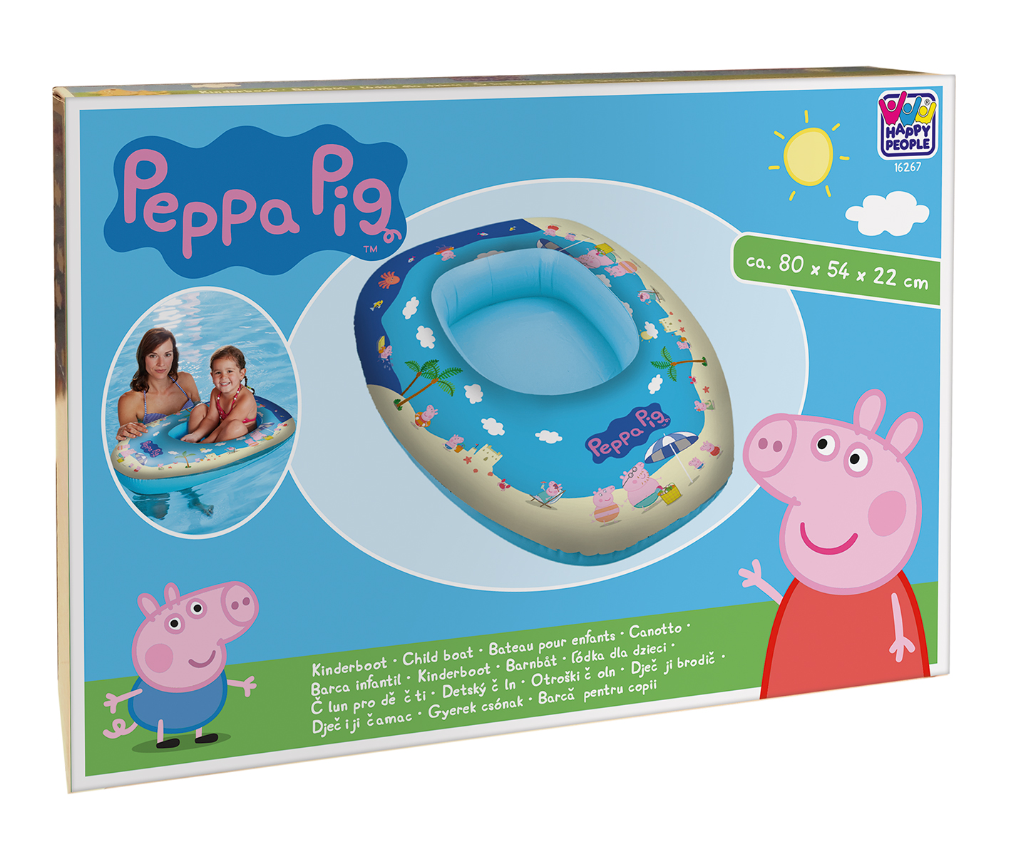 Happy People Peppa Pig Kinderboot, 80 x 54 x 22 cm