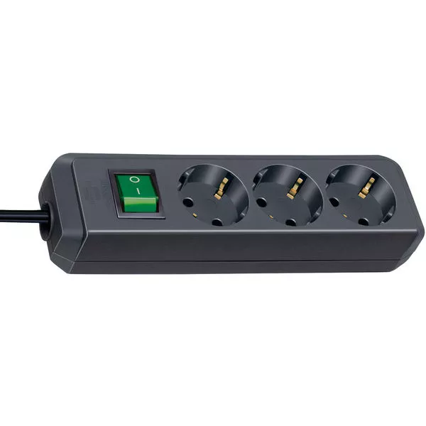 Steckdosenleiste Eco-Line 3-f schwarz mit Schalter 5m Kabel