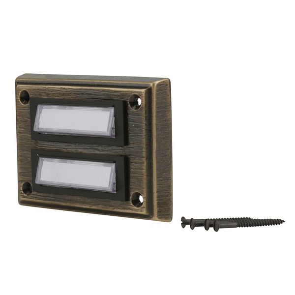 Klingel-Taster 2f AP eck. m.Namen bronze