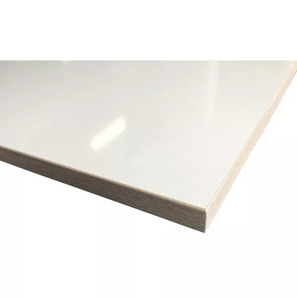 Tischplatte Weiss HG 650x650x27mm Multiplex Birke Echtholzkante