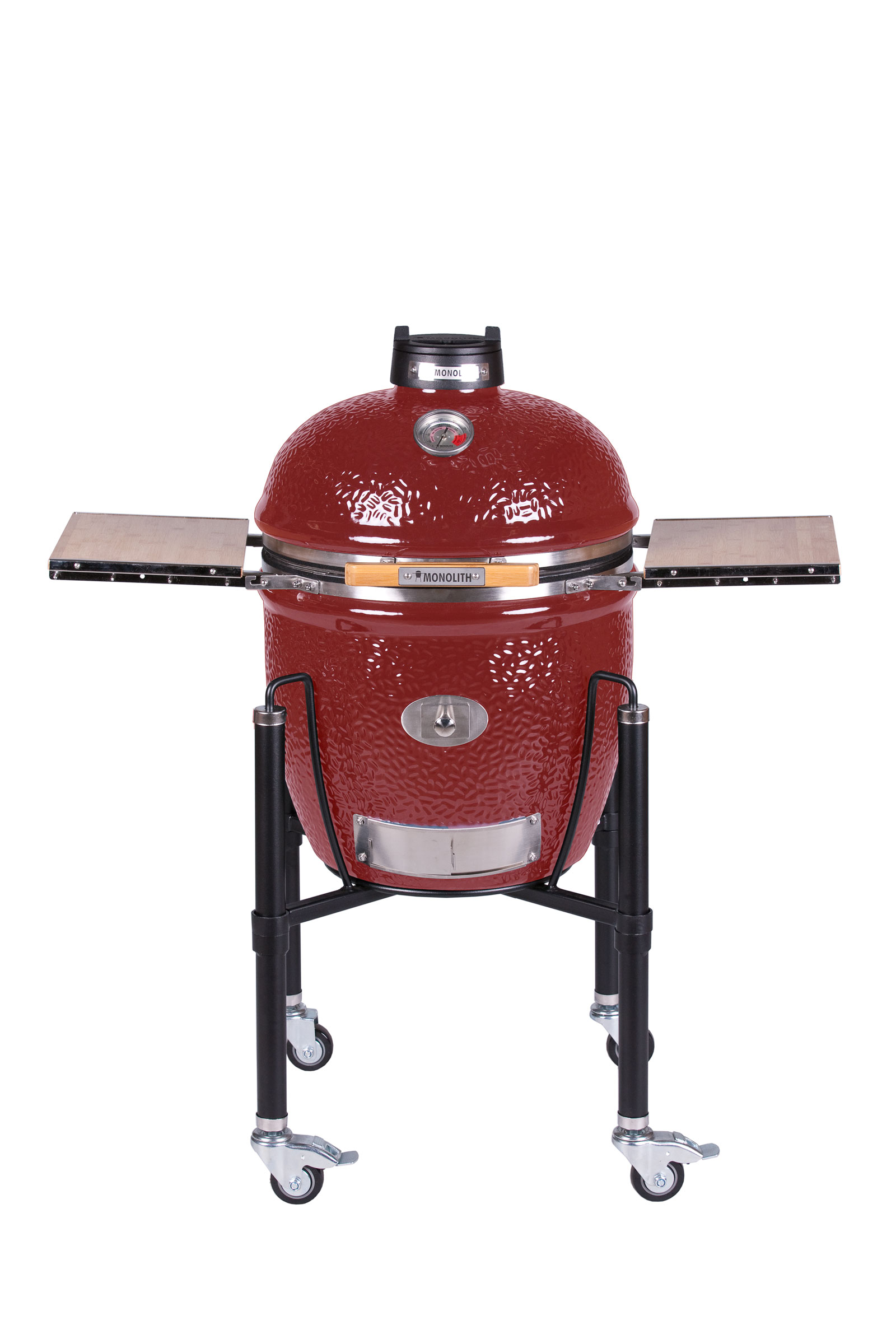 Monolith Classic Pro-Serie 2.0 inkl. Gestell & Seitentische, Holzkohlegrill, Rot 