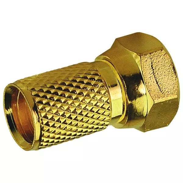 F-Stecker für Koaxialkabel bis 7mm gold vergoldet