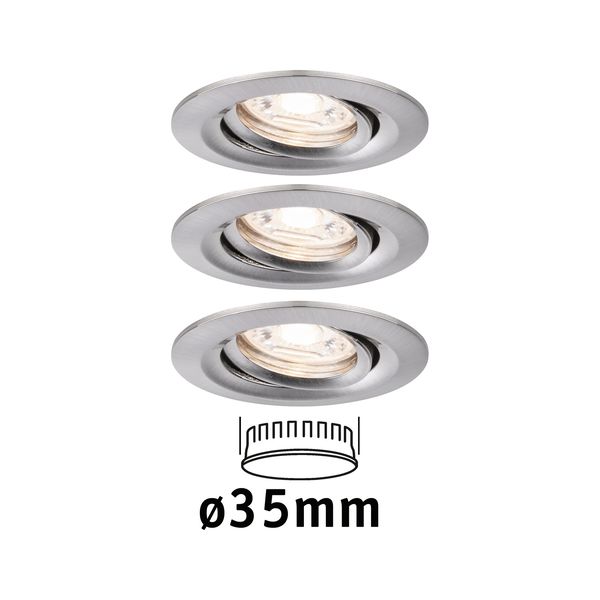 Einbauleuchte Nova mini Coin rd schw.bar LED 3x4W 310lm Eisen gebürstet/alu