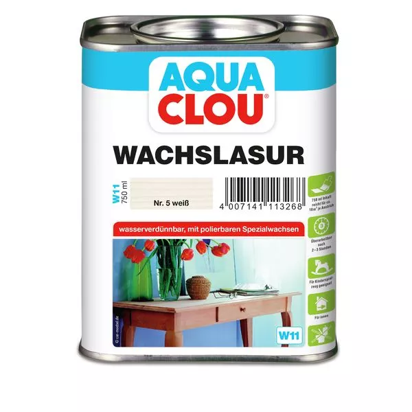 Aqua Wachs-Lasur W11 weiß 750ml Clou