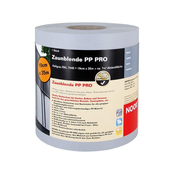 Zaunblende PPPRO 0,19x35m hellgr RAL7040