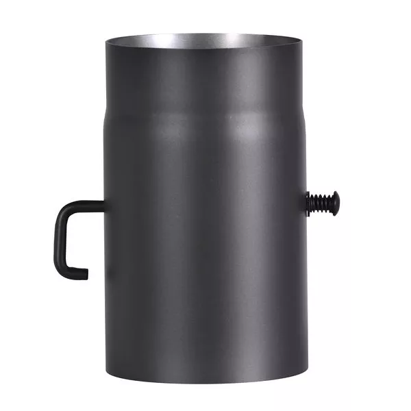 Rauchrohr Ø150, 250 mm, 2 mm, schwarz UHT Hydro Lack, mit Regulierklappe