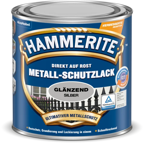 Hammerite Metallschutzlack Silber Glänzend 750 ml