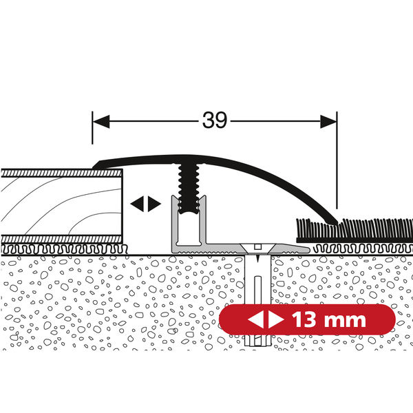 Ausgleichsprofil PF 556 edelstahl 100 cm Uno-Click 7-12 mm Alu eloxiert