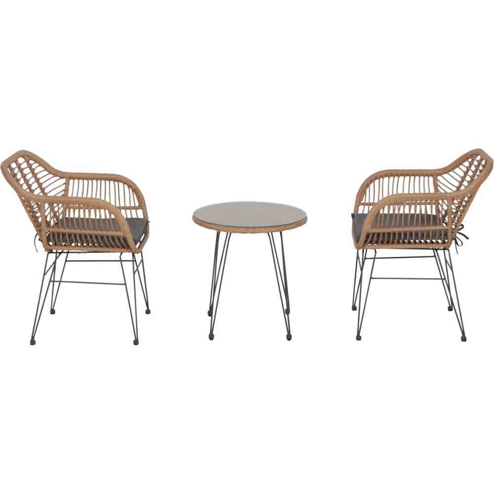 Siena Garden Balkon-Set Tiros 3-tlg. inkl. Kissen, Natur/Anthrazit Siena Garden Balkon-Set Tiros 3-tlg. inkl. Kissen, Natur/Anthrazit