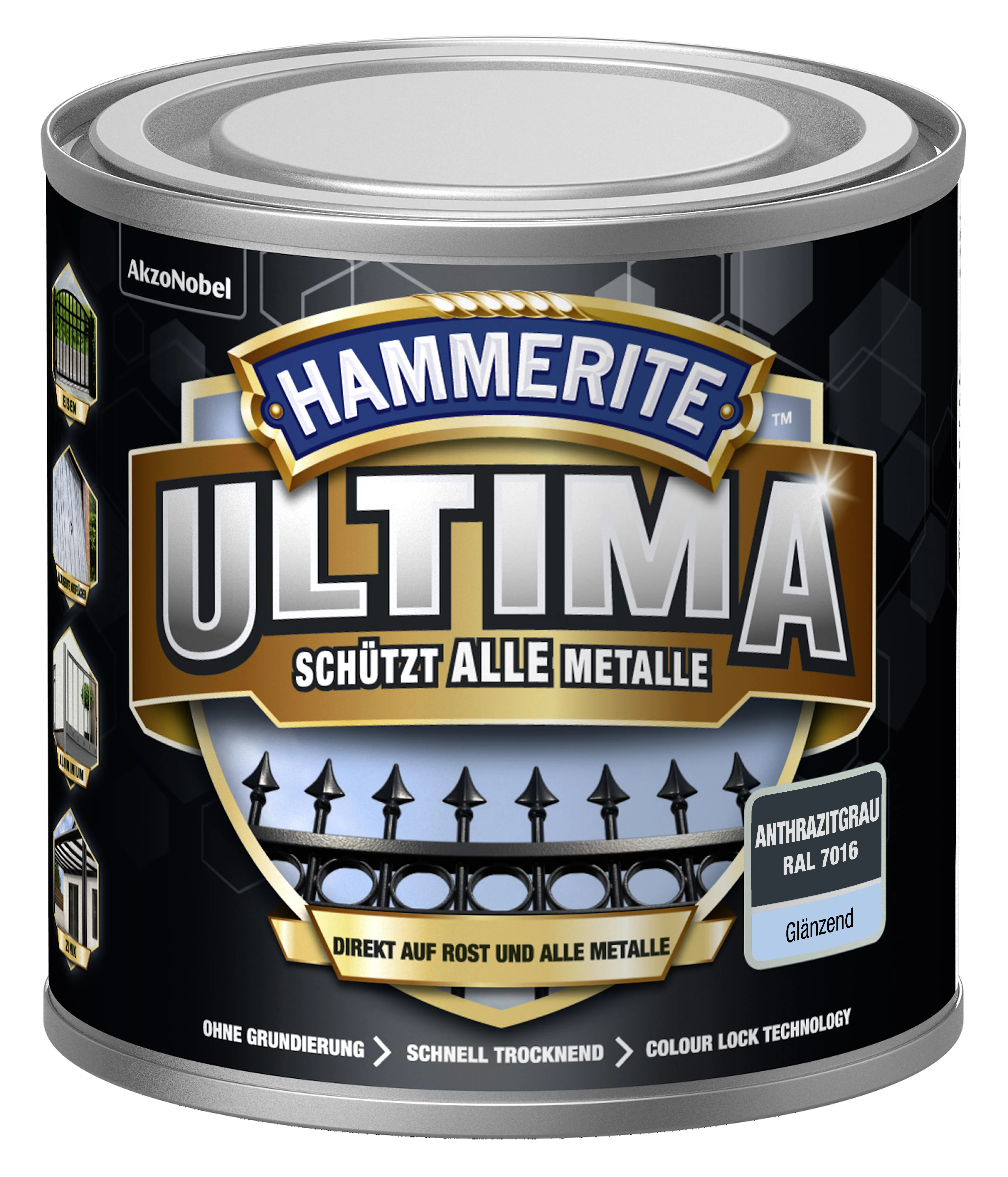 Hammerite Ultima Metallschutzlack Ultima Anthrazitgrau glänzend 250 ml