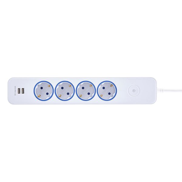 Tischsteckdose 4f KiSi, 2m, 2x USB, weiß mit Schalter, ÜL