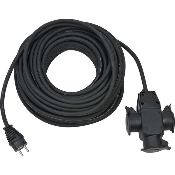 Verl.-Kabel 25m H07RN-F3G1,5 schwarz mit 3fach Gummikupplung IP44