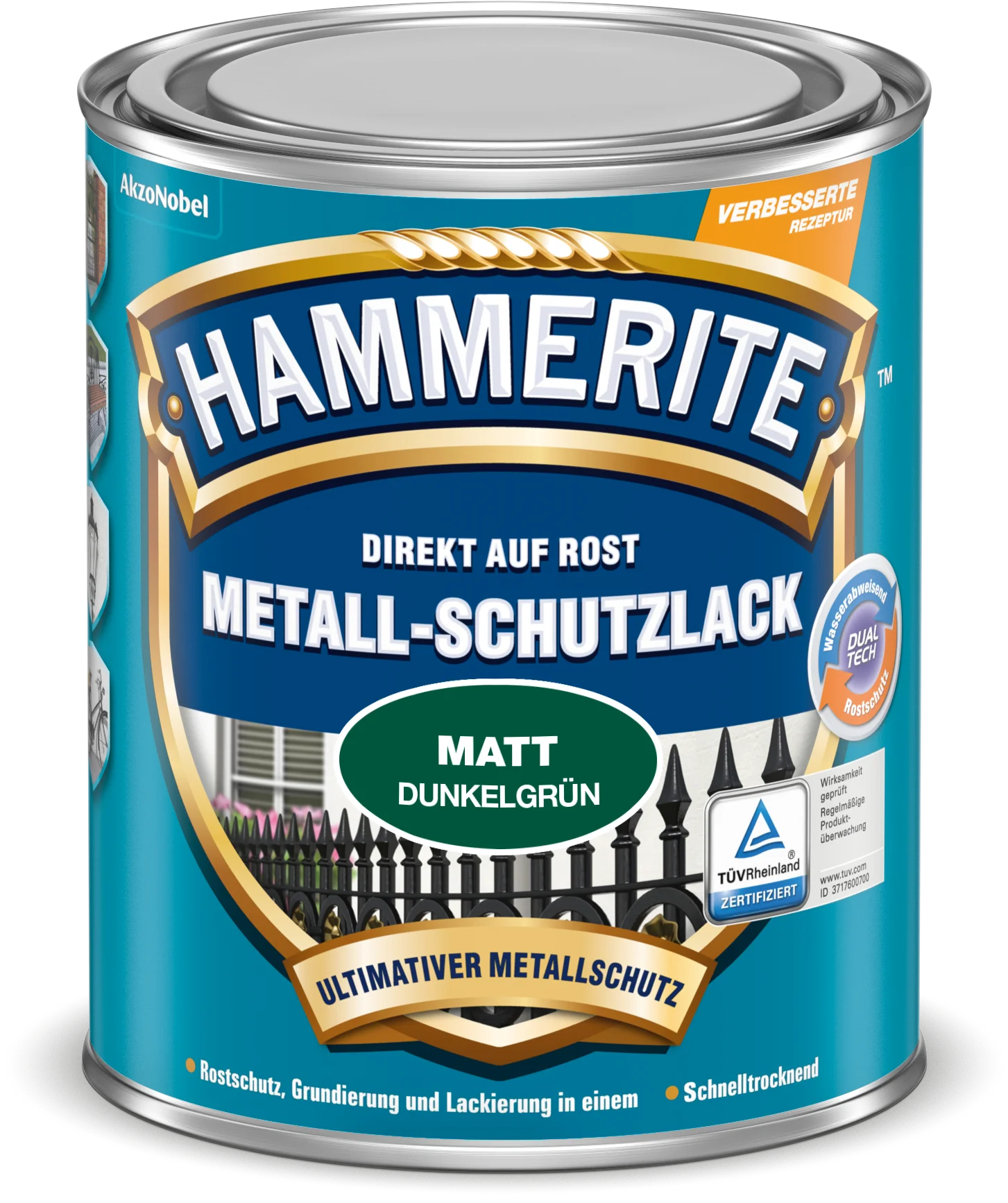Hammerite Metallschutzlack Dunkelgrün Matt 250 ml