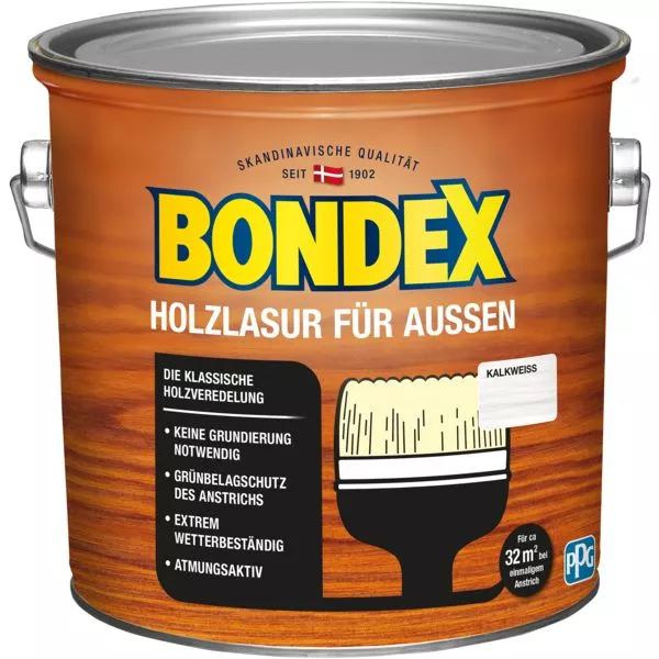 Bondex Holzlasur außen kalkweiß 2,5L kalkweiß