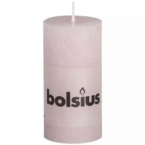 Rustik Stumpenkerze pastell pink 100/50 Brenndauer 25 Stunden