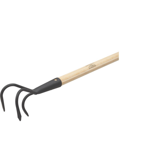 Grubber mit Stiel schwarz 3 Zinken