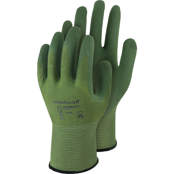 Handschuhe Leibw. Bambus/Latex grün 7 bio. abbaubar