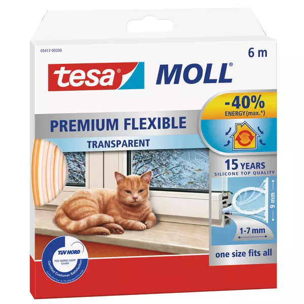 tesamoll Premium Flexible 9mmx7mmx6m transparent, für Spalten von 1-7mm