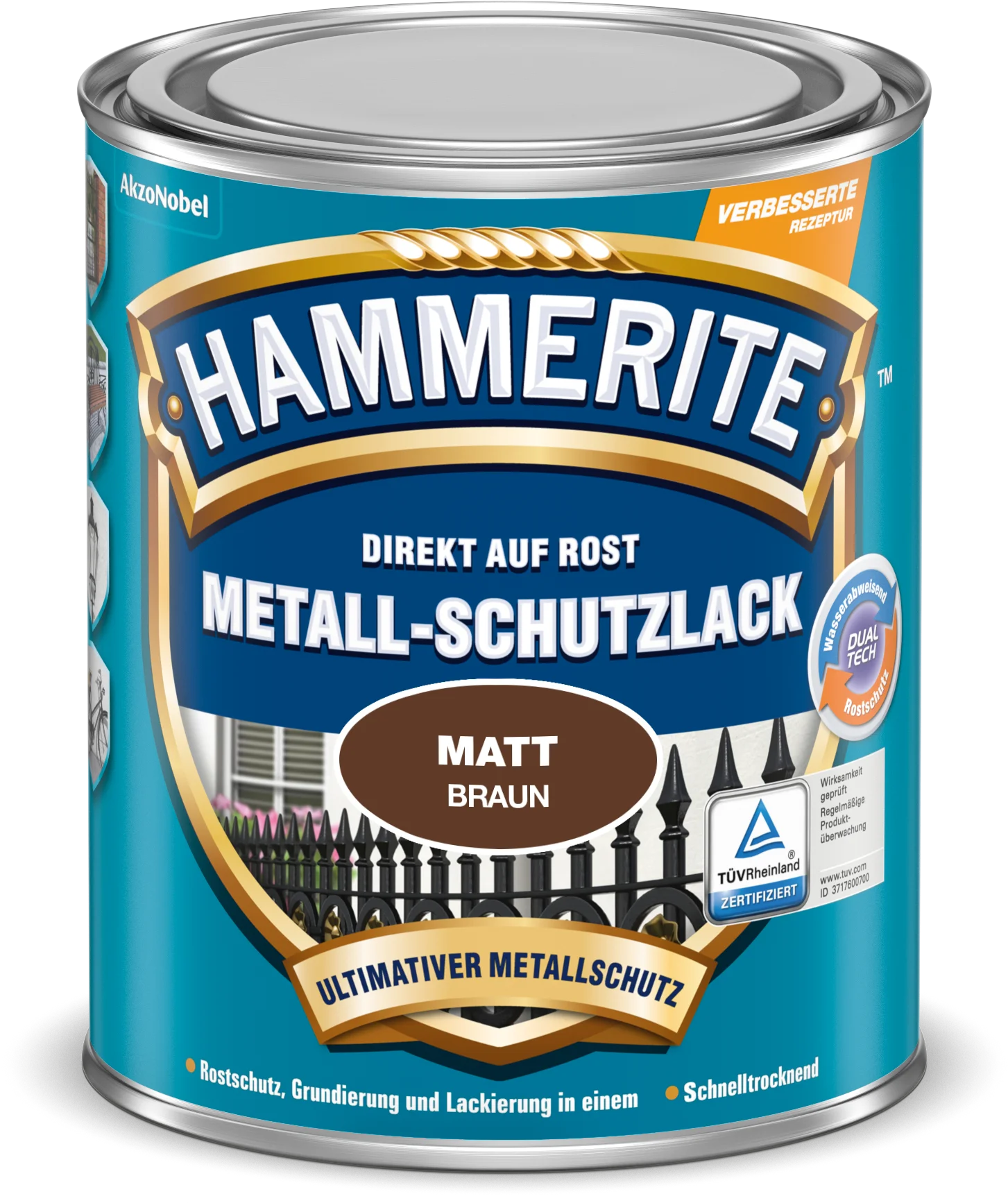 Hammerite Metallschutzlack Braun Matt 250 ml