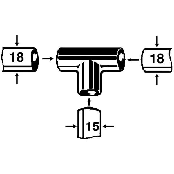 CU-Reduzier-T-Stück 18x15x18 mm