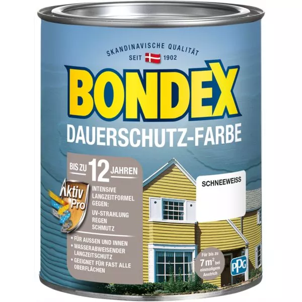 Bondex Dauerschutz Farbe Sch.weiß 0,75L schneeweiß