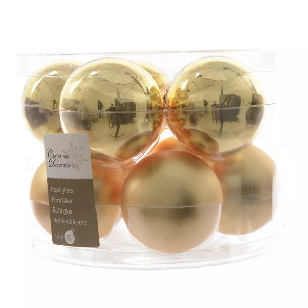 Masch.Kugeln gl/matt hellgold 60mm 10er uni