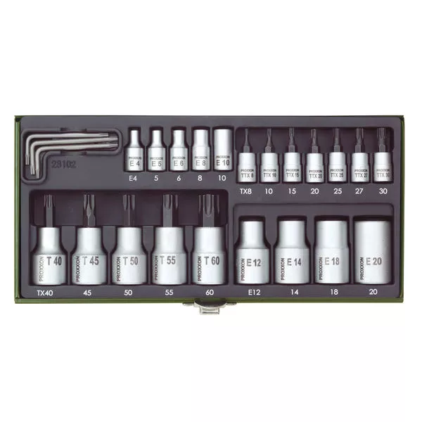 Steckschlüsselsatz "TX", 1/4"+1/2"24-tlg