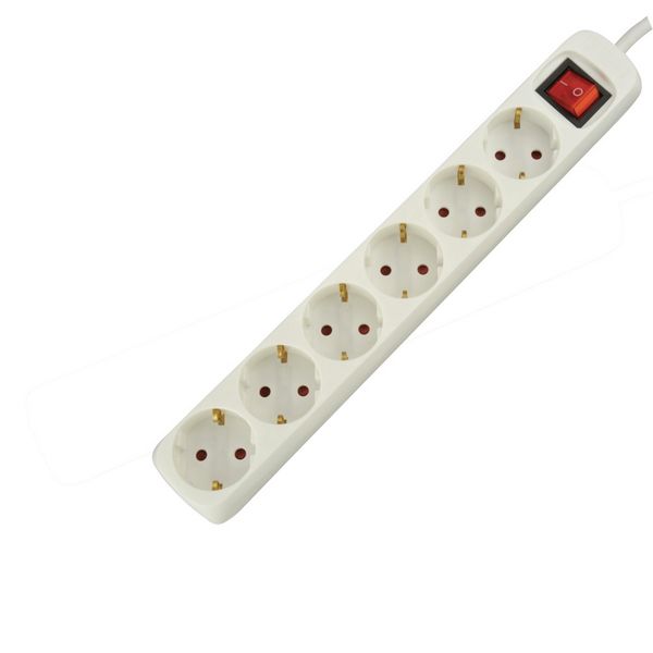 Tischsteckdose mit Schalter 6-fach 1,4m H05VV-F 3G1,5mm²