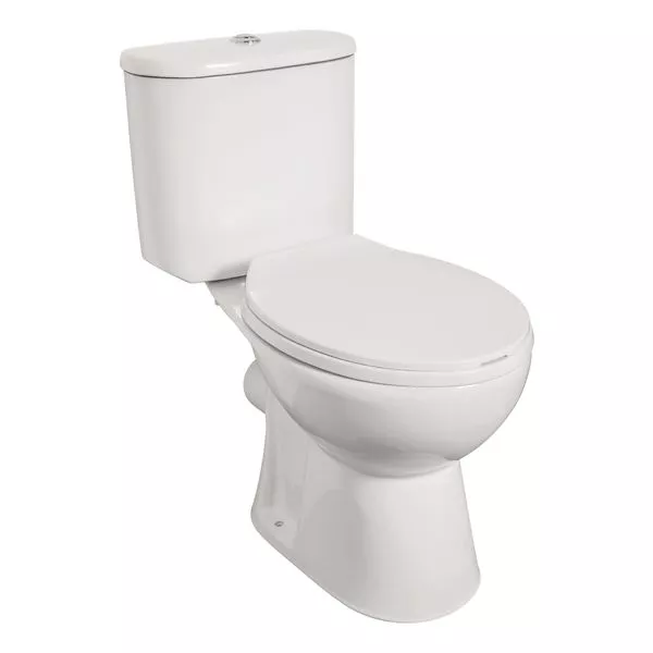WC-Kombi-Set 374 spülrandlos weiß Abgang waagerecht, inkl. Therm. WC-Sitz