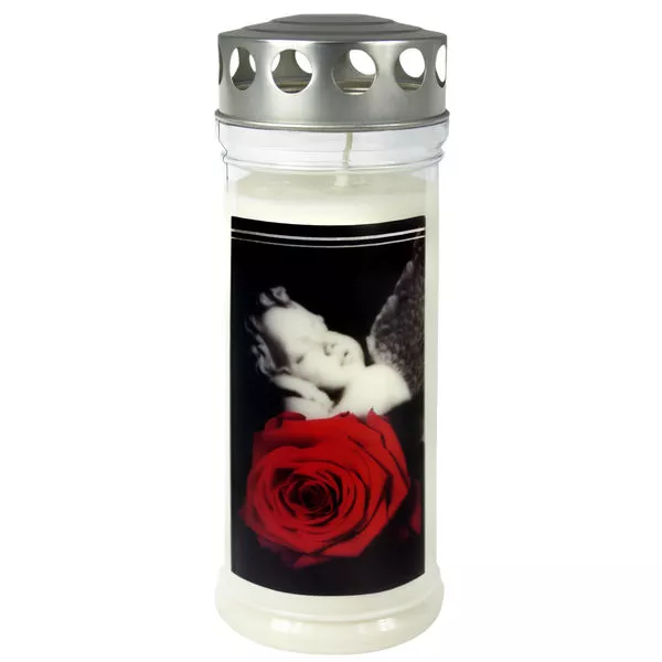 Gedenk-Kerzen groß Rose/Engel 75/210 Ebersbach Brenndauer ca. 7 Tage