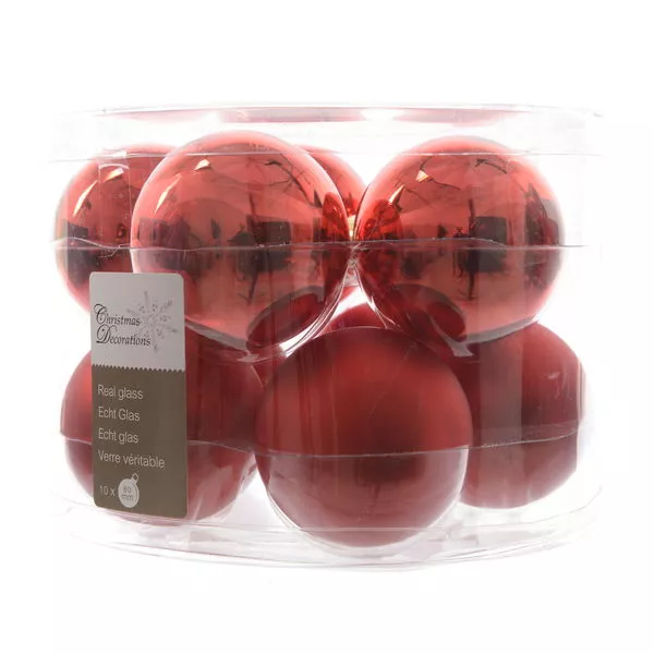 Masch.Kugeln gl/matt weihnsrot 60mm 10er uni