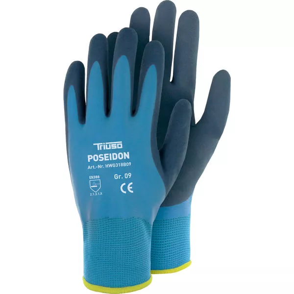 Handschuh Wonder-Grip-Poseidon Gr.9 Nylon 318 blau 2-fach latexbeschichtet