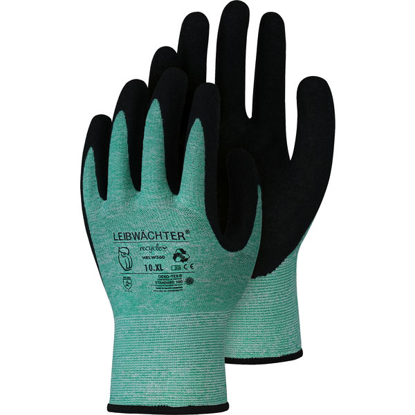 Handschuhe LW-Recycle PERIDOT Gr.10 15G Latex Crinkle, grün