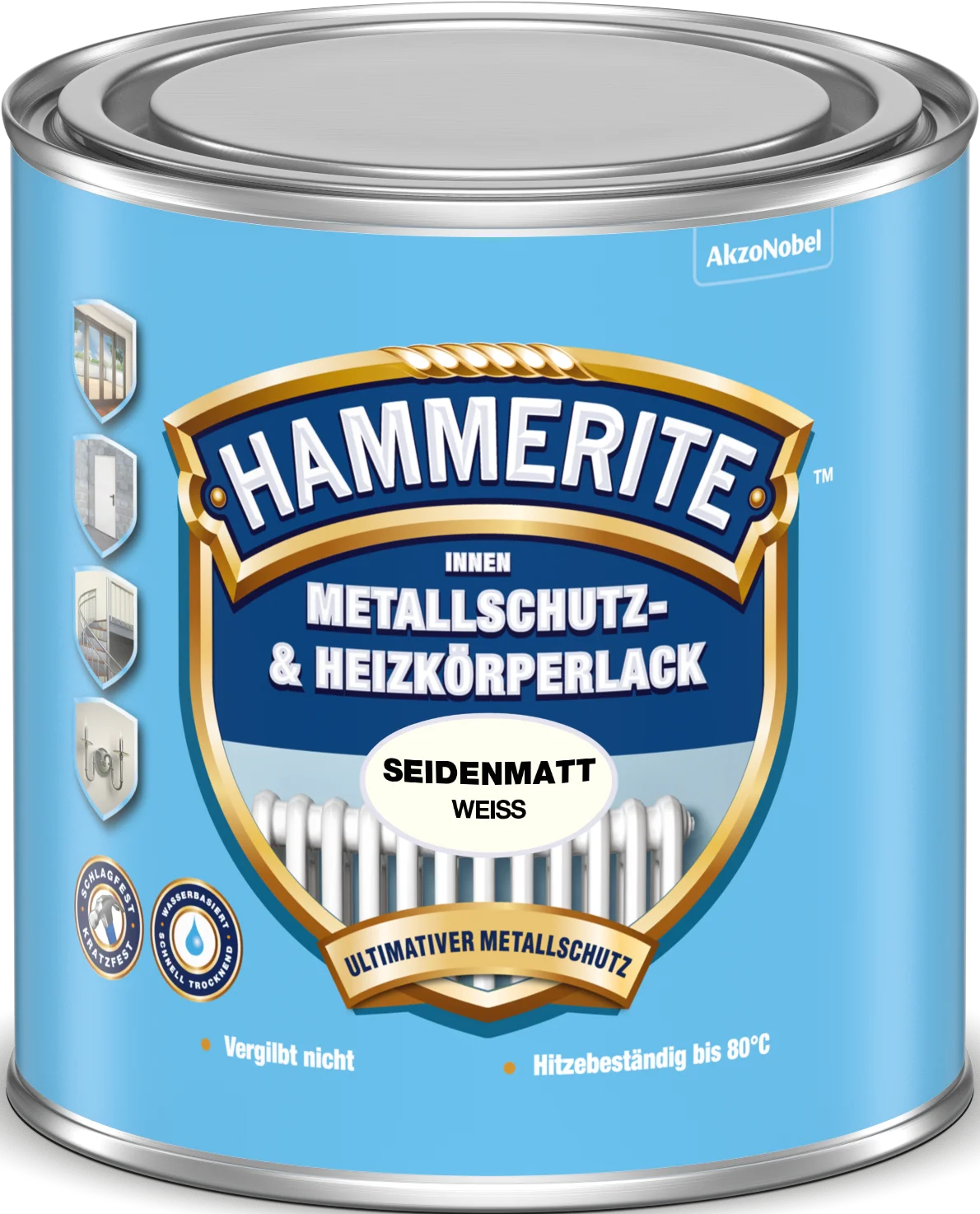 Hammerite Metall- und Heizkörperlack Weiß Matt 500 ml