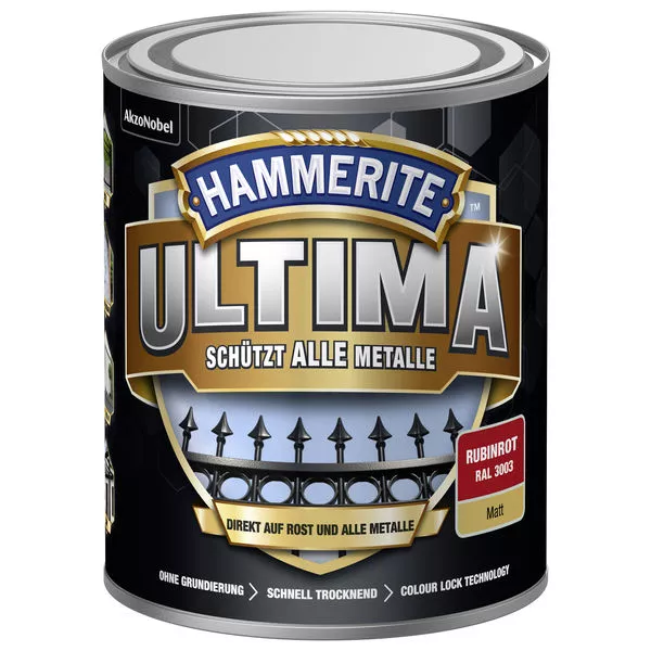 Met.Schutzlack Ultima rubinrot ma 750ml Hammerite Ultima RAL 3003 matt