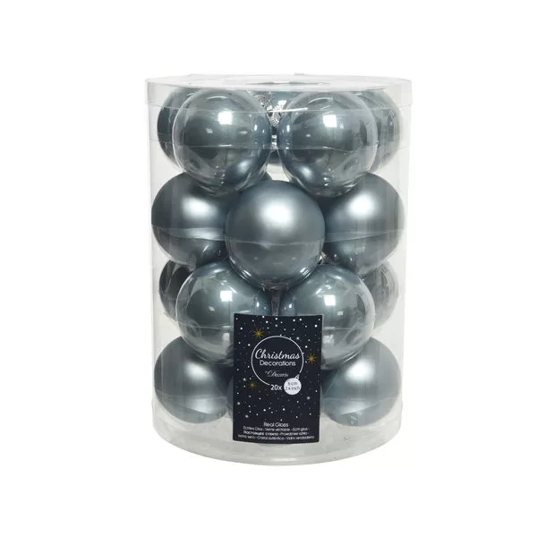 Kugeln emaille matt mix nebelblau Ø6cm Glas