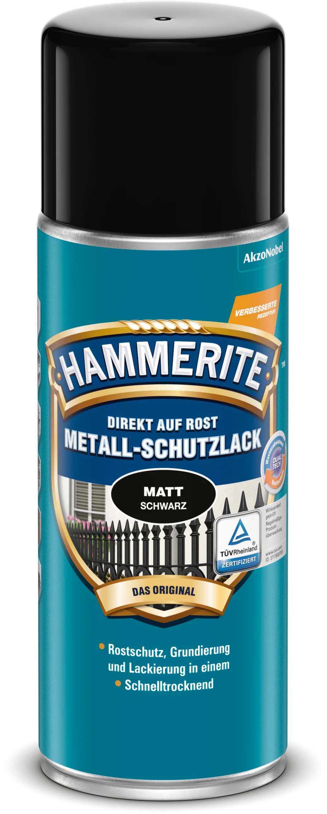 Hammerite Metallschutzlack Schwarz Matt 400 ml