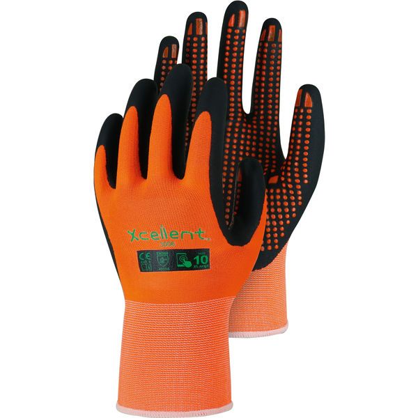 Handschuhe LW XC-Line orange Gr. 09 Foam-Nitril+Noppen,Polya.+Span