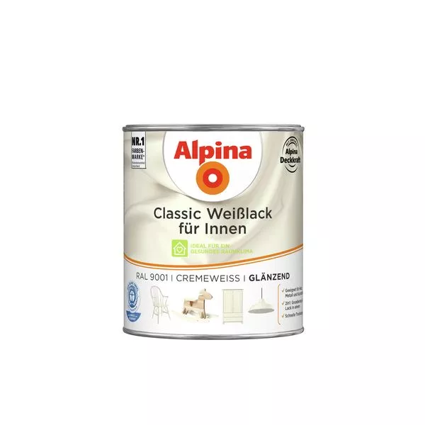 Weißlack Classic glänz. cremeweiß 750ml RAL 9001 für Innen