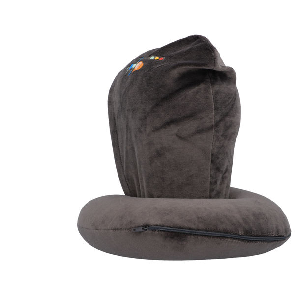 Nackenkissen CARTREND KIDS grau mit Kapuze