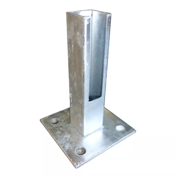Montagefuß zum Aufdübeln für Pfost 40x40 feuerverzinkt Bodenplatte 100x100mm